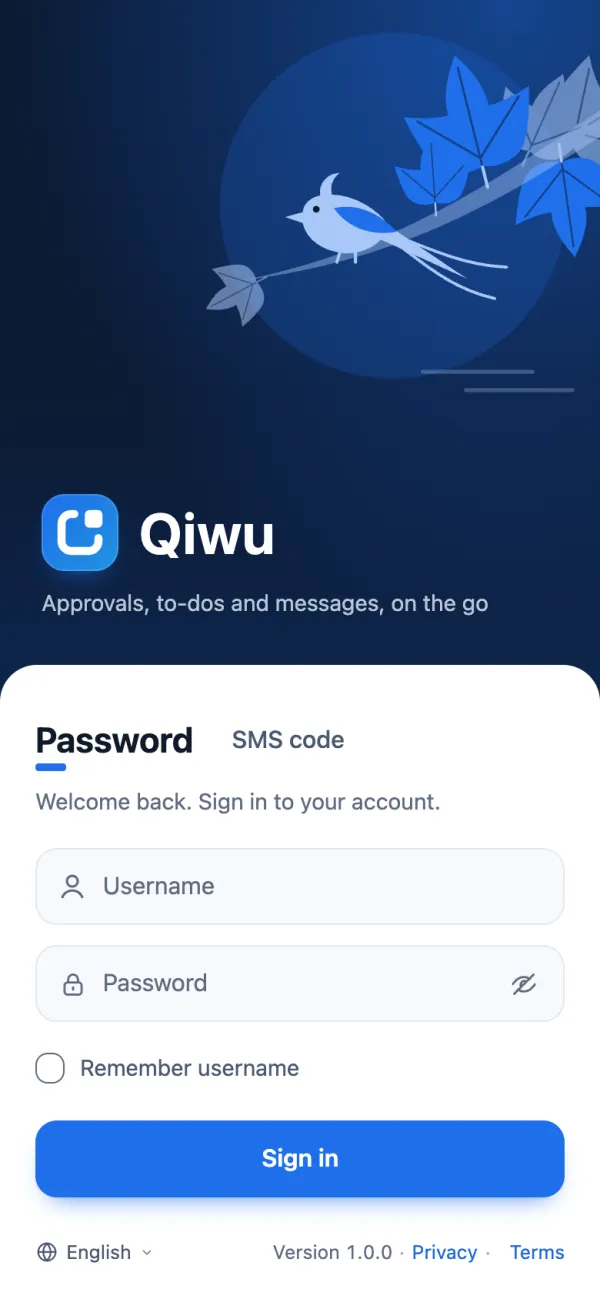 Mobile sign-in page