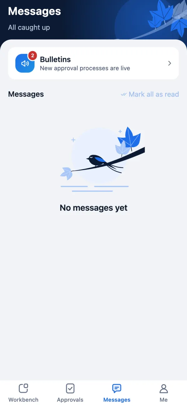 Mobile Messages tab