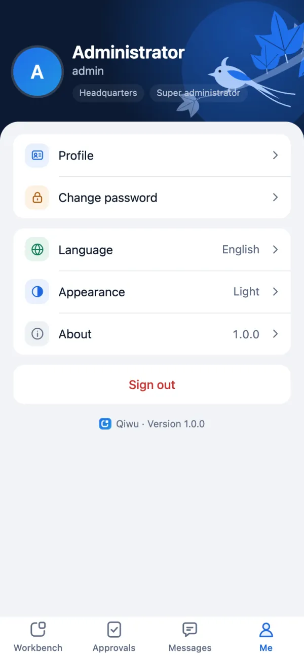The Me tab on mobile